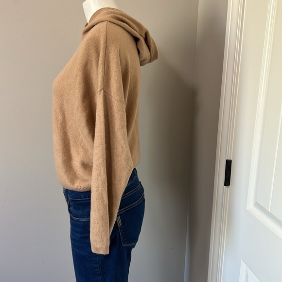 CRUSH Cashmere TALLIN HOODIE Tan Cropped Sweater Jumper Sz 0 XS - Picture 4 of 11